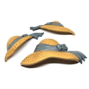 Vintage Burwood Co Blue Sun Bonnet Hats Wall Hanging Decor Set of 3-USA